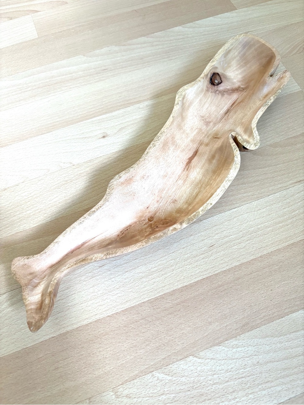Anthropologie Beluga Whale Wood Serving Tray / Trinket Dish Display Piece